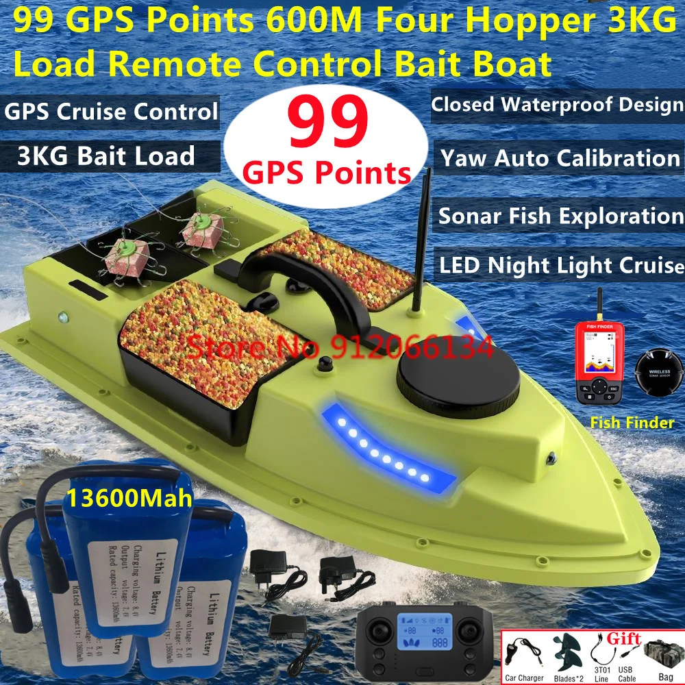 3KG Bait Fish finder 500m RC Bait Fishing Boat Smart Auto Lure