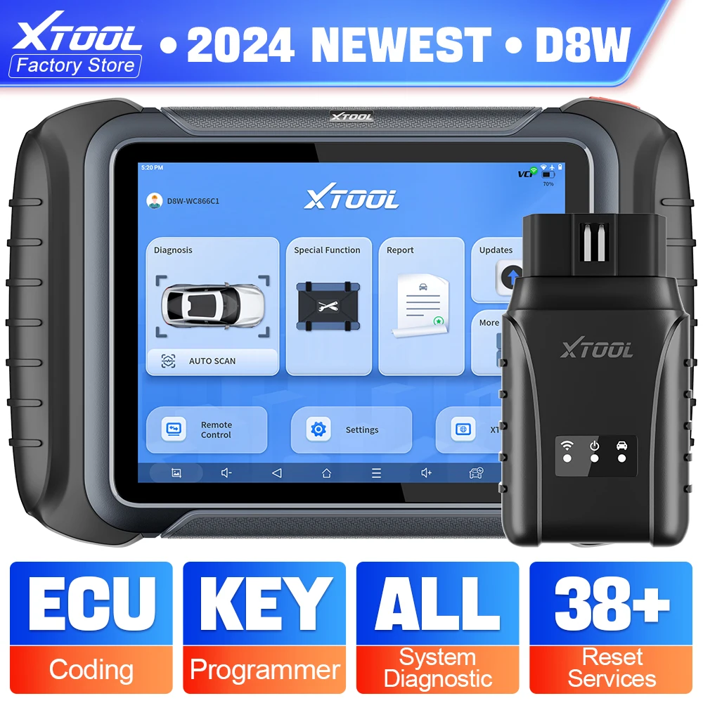 

XTOOL D8W WIFI OBD2 Scanner Car Diagnostic Tools mileage Correction ECU Coding Key Programming 38 Resets CAN FD DOIP Topology