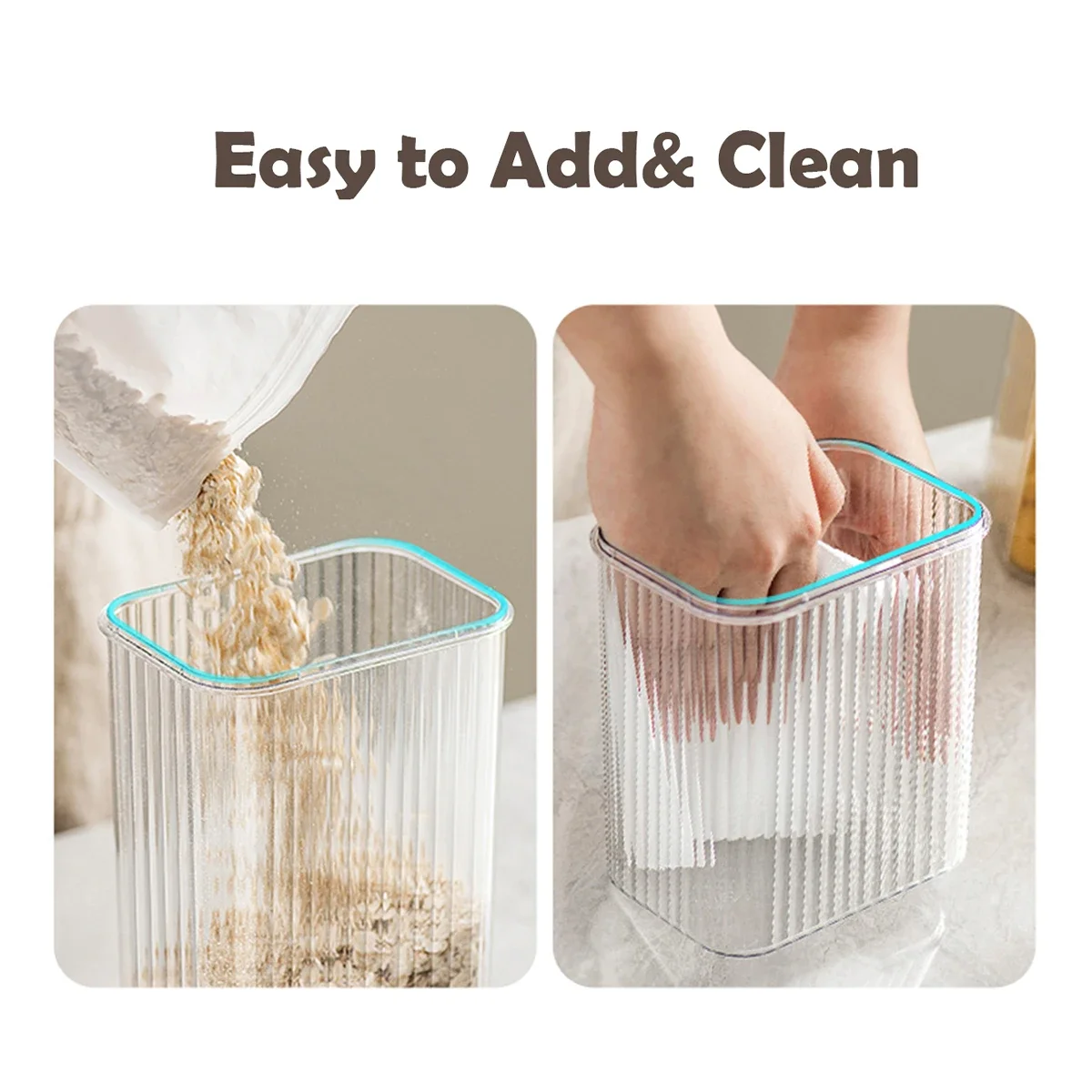 Large Capacity Cereal Containers with Measure Cup with Handle High Sealing Performance Plastic Sealed Jar Insect-proof 5