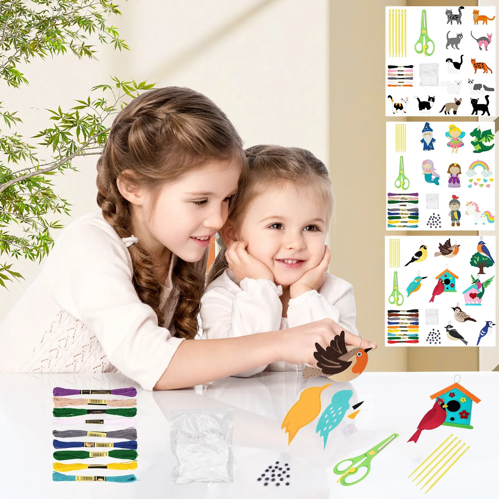 8Pcs Felt Sewing Craft Kit DIY Handmade & Sewing Set Fun Animal Kit With Instructions For Children 3 to 12 Years Old