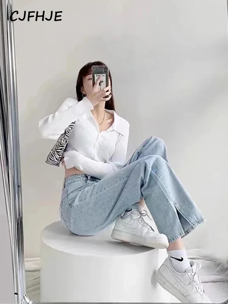 Streetwear Vita Alta Allentata E Ragazza Baggy Jean Cyber Y2K Pantaloni Nuovi Jeans Denim A Fessura Per Le Donne Ropa Pantalones De Mujer 2022 Nuovo