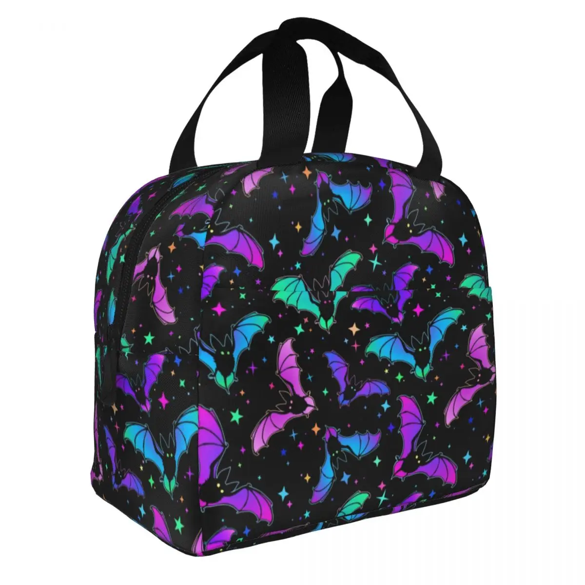 

Bats And Star Gothic Harmonious Pattern Insulated Lunch Bag Leakproof Halloween Cooler Bag Tote Lunch Box Travel Food Bag