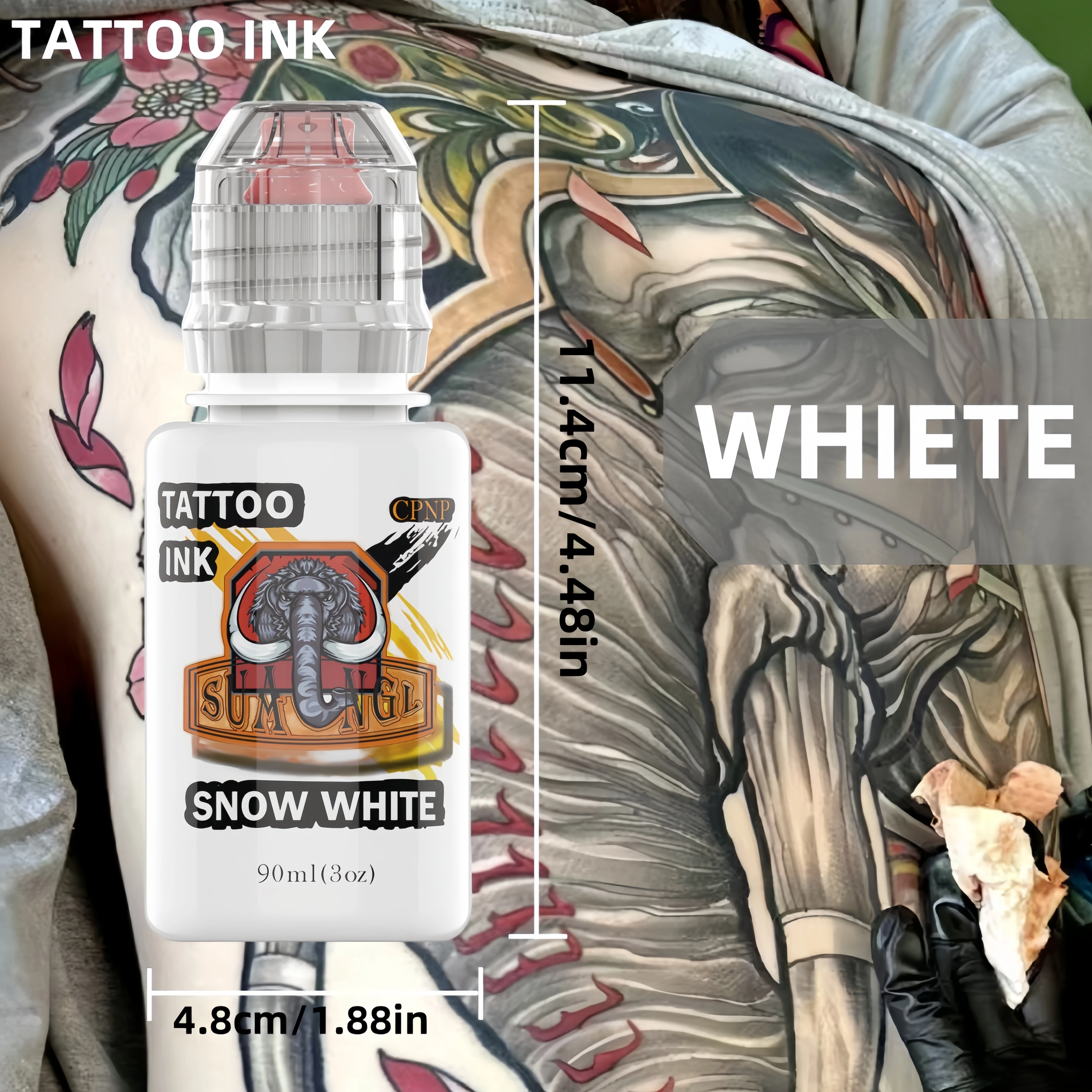 SA White Tattoo Ink professional high pigment content bold color tone skin safe