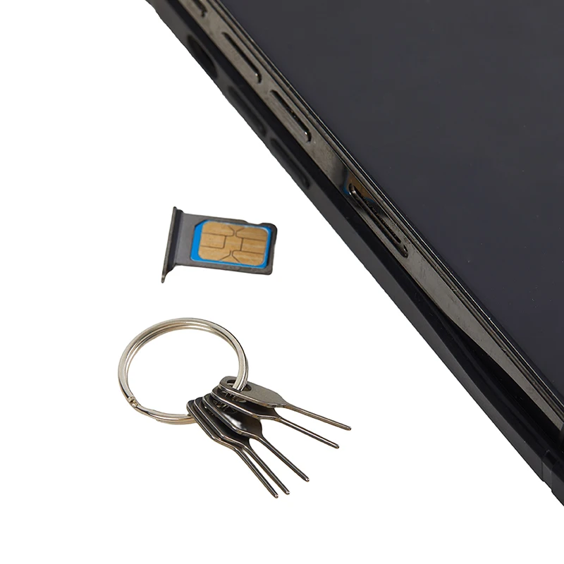 5PCS Anti-Lost Sim Card Removal Needle + Ring Key Tool Phone Ejecting Pin SIM Tray Ejection Keyring sim card removal tool