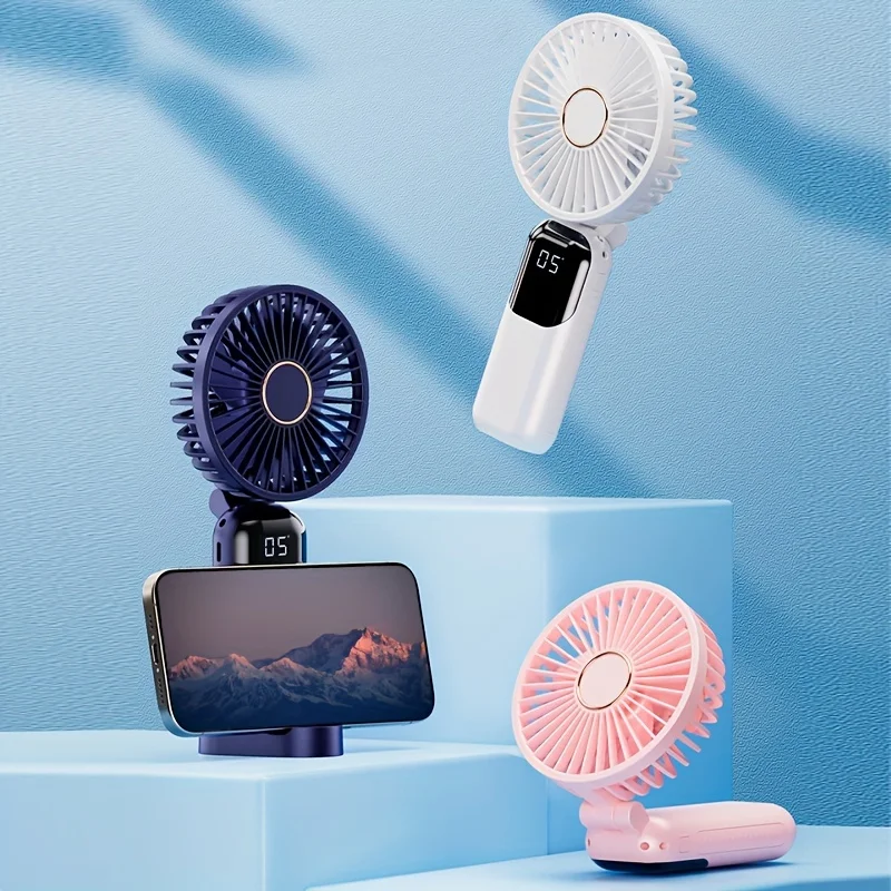 Mini Ventilatore Portatile A Mano - 5 Velocità, Display LED, Pieghevole, Con Aromaterapia, Ricaricabile USB