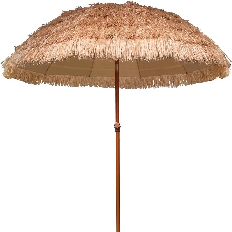 Patio Beach Umbrella Hawaiian Style 10 Ribs UPF 50+ with Tilt Carry Bag for Outdoor Tiki Bar,Patio Garden Beach Pool Backyard 2