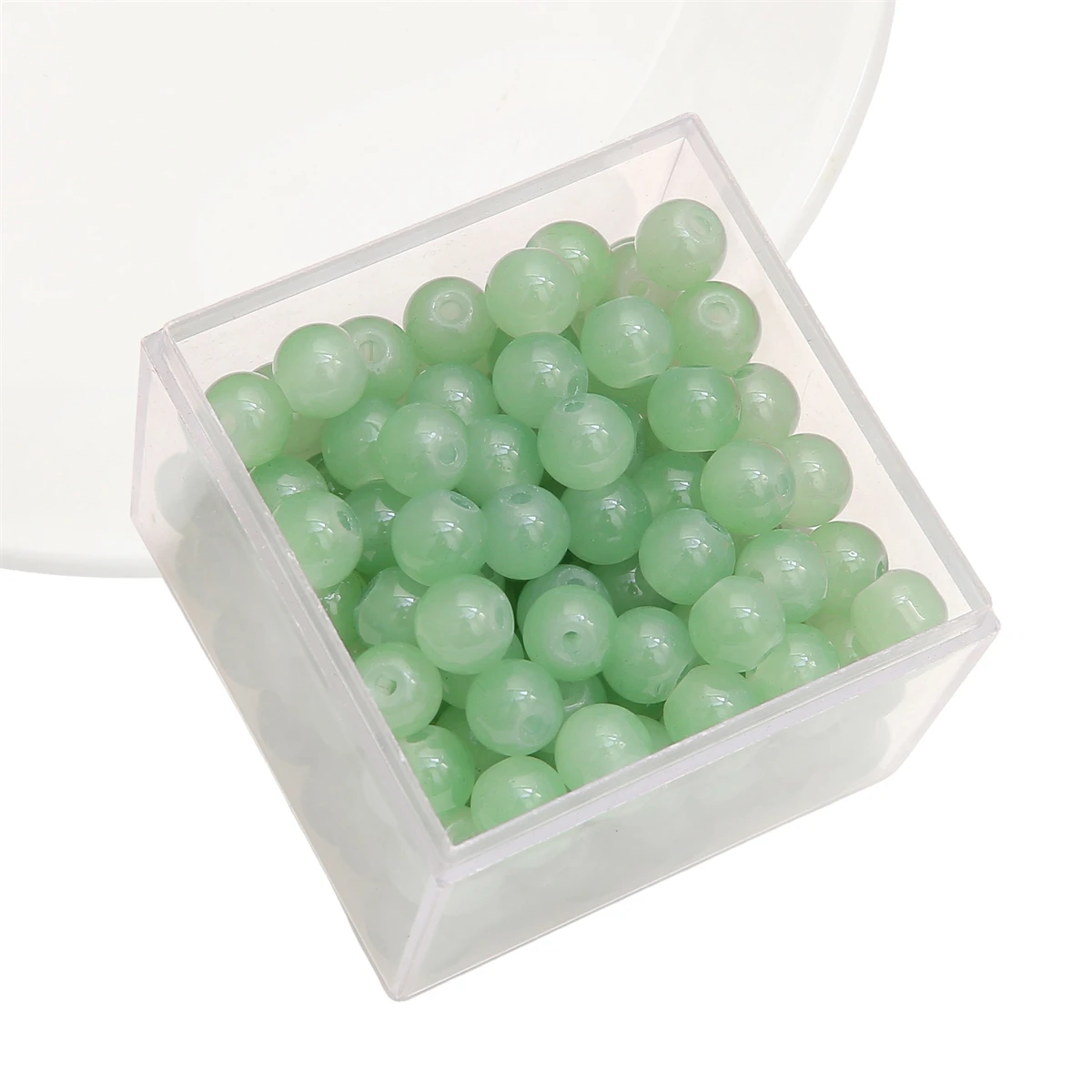 50-Piece Set of Vibrant Glass Imitation Jade Beads for Handmade Jewelry Crafting