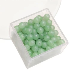 50 - Piece Set of Vibrant Glass Imitation Jade Beads for Handmade Jewelry Crafting (Fluorescent Green)