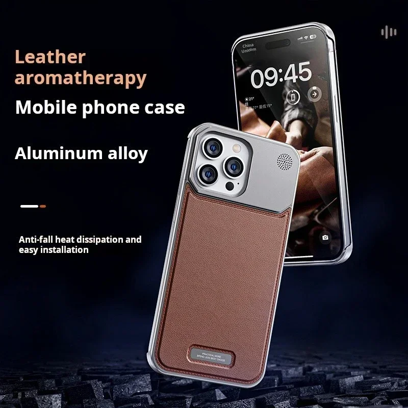 2024 Deluxe leather metal case for iPhone 13 14 15 Pro Max, iPhone 13 14 15 Promax magnetic aluminum scented case