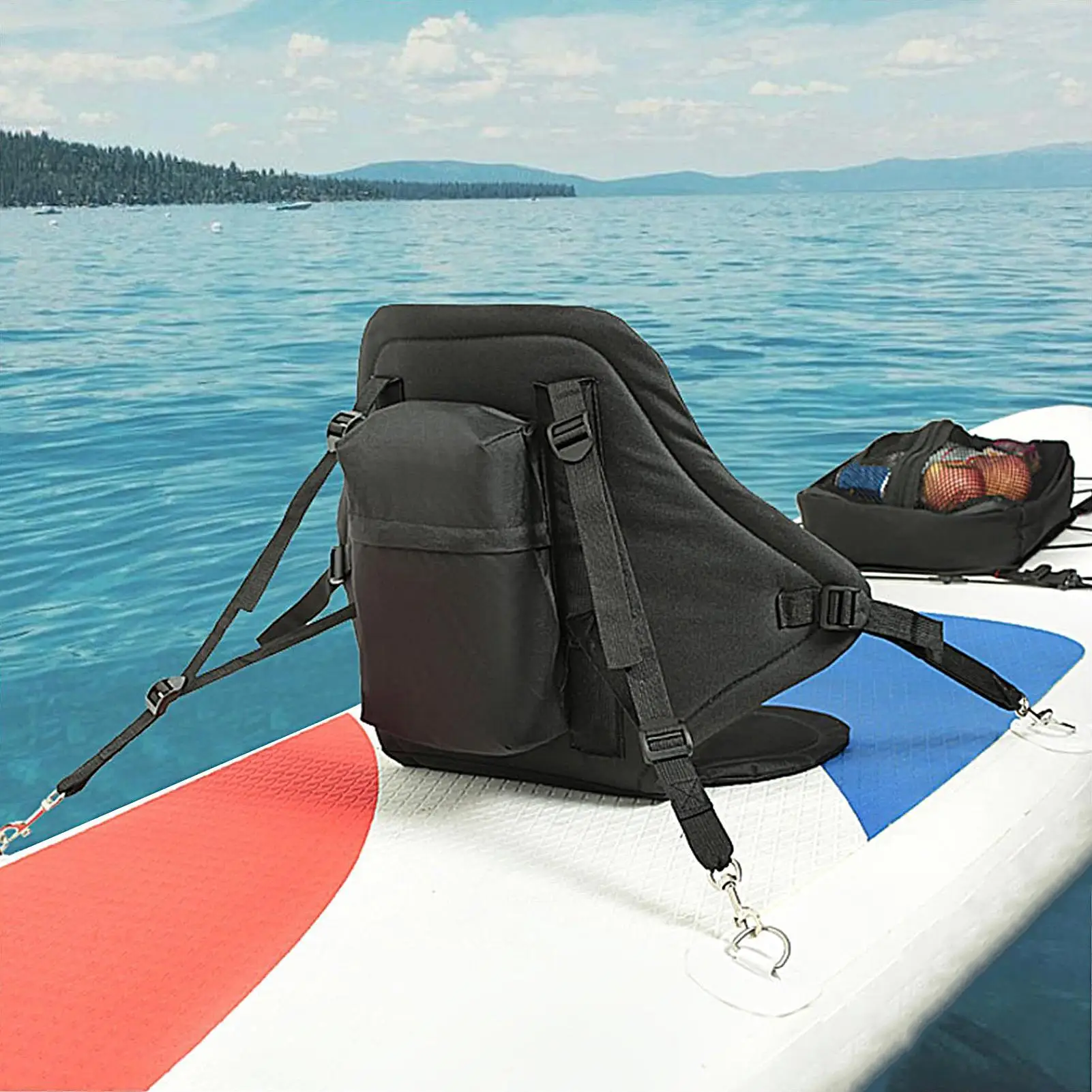 Siège coussin kayak réglable avec dossier et sac de rangement étanche pour canoë paddle board