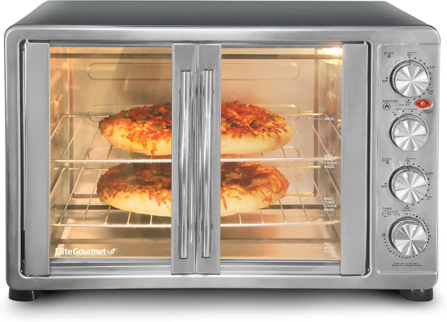 Gourmet ETO-4510M French Door 47.5Qt, 18-Slice Convection Oven 4-Control Knobs, Bake Broil Toast Rotisserie Keep Warm, Inc 2