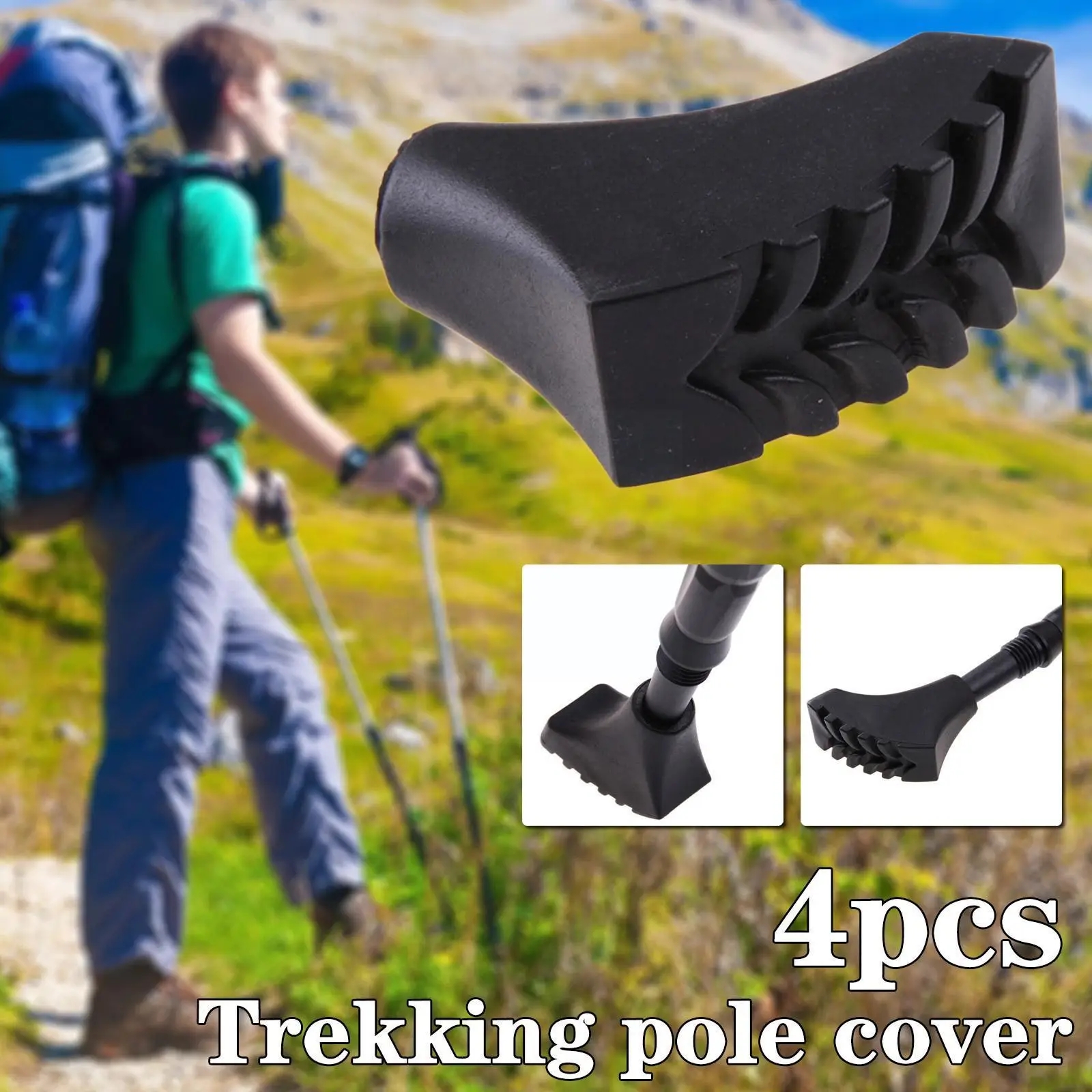 

4pcs Rubber Pads for Nordic Walking Pole Trekking Pole Tip Protectors Pads Buffer Replacement Tips End for Hiking Stick S5X9