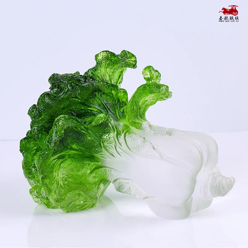 

Coloured glaze Chinese Cabbage Ornament Money is rolling in crystal clear handicrafts