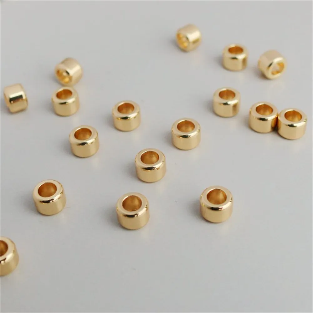

14K Gold Plated Copper Beads Large Hole Barrel Bead Spacer Beads for DIY Jewelry Making Components Bracelets Accessories