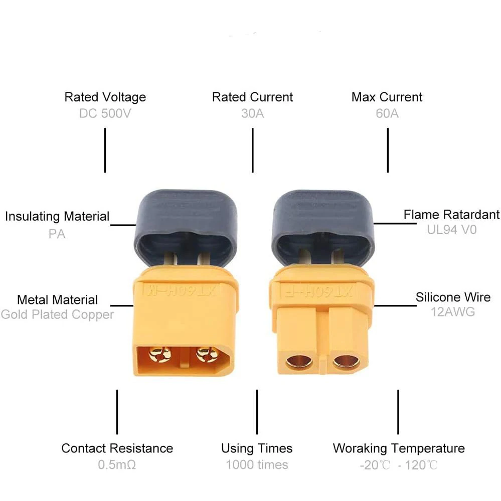 Power Plugs 10Pair XT60H (XT60 Upgrade) Male Female Bullet Connectors with Sheath for Lipo Battery RC Planes Cars