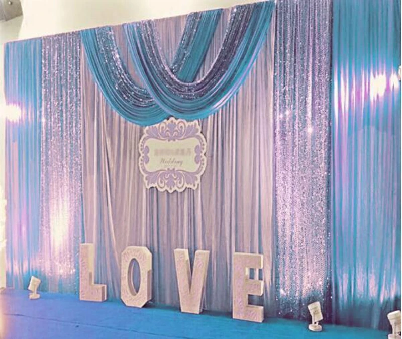 

Luxurious Sequin Backdrops for Wedding Decoration, Colorful Background Curtains, Party Stage, Backdrop with Swags