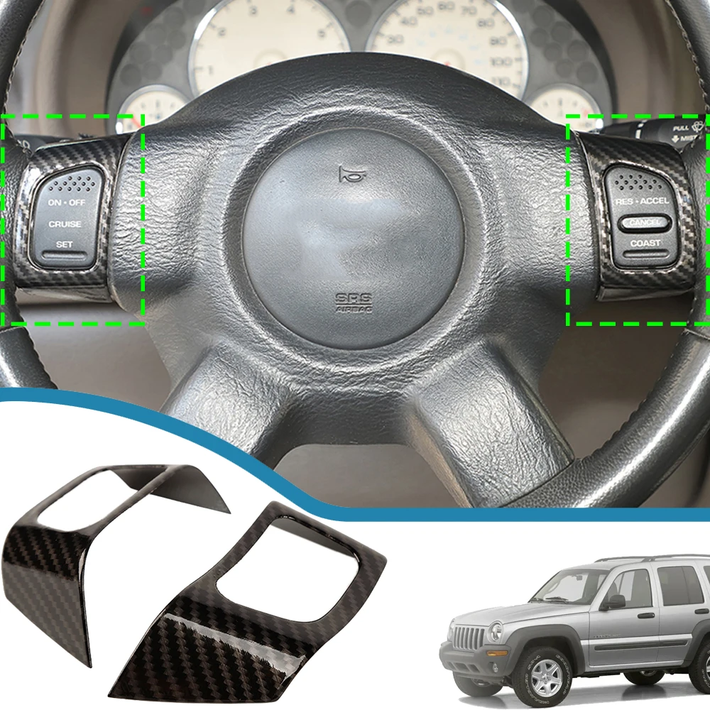 

Car Steering Wheel Button Decoration Cover Stickers Trim Frame for Jeep Liberty 1999-2006 Auto Interior Mouldings Accessories