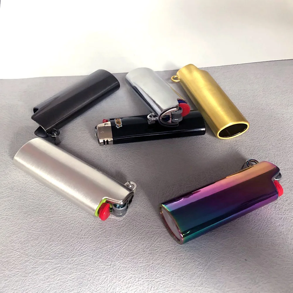 Metal Full Size Lighter Case with Chain Necklace Pendant - Trendy Hip Hop Jewelry Cover Holder