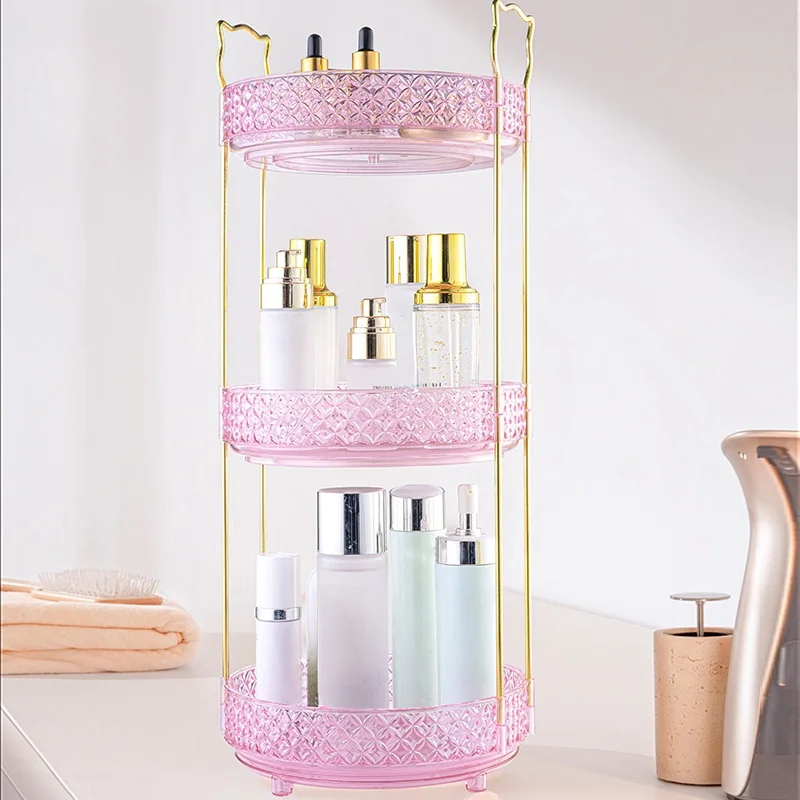 Rotating Makeup Organizer, Bedroom Dresser or Vanity Countertop Storage, clear cosmetic storage rack,Cosmetics display stand 2