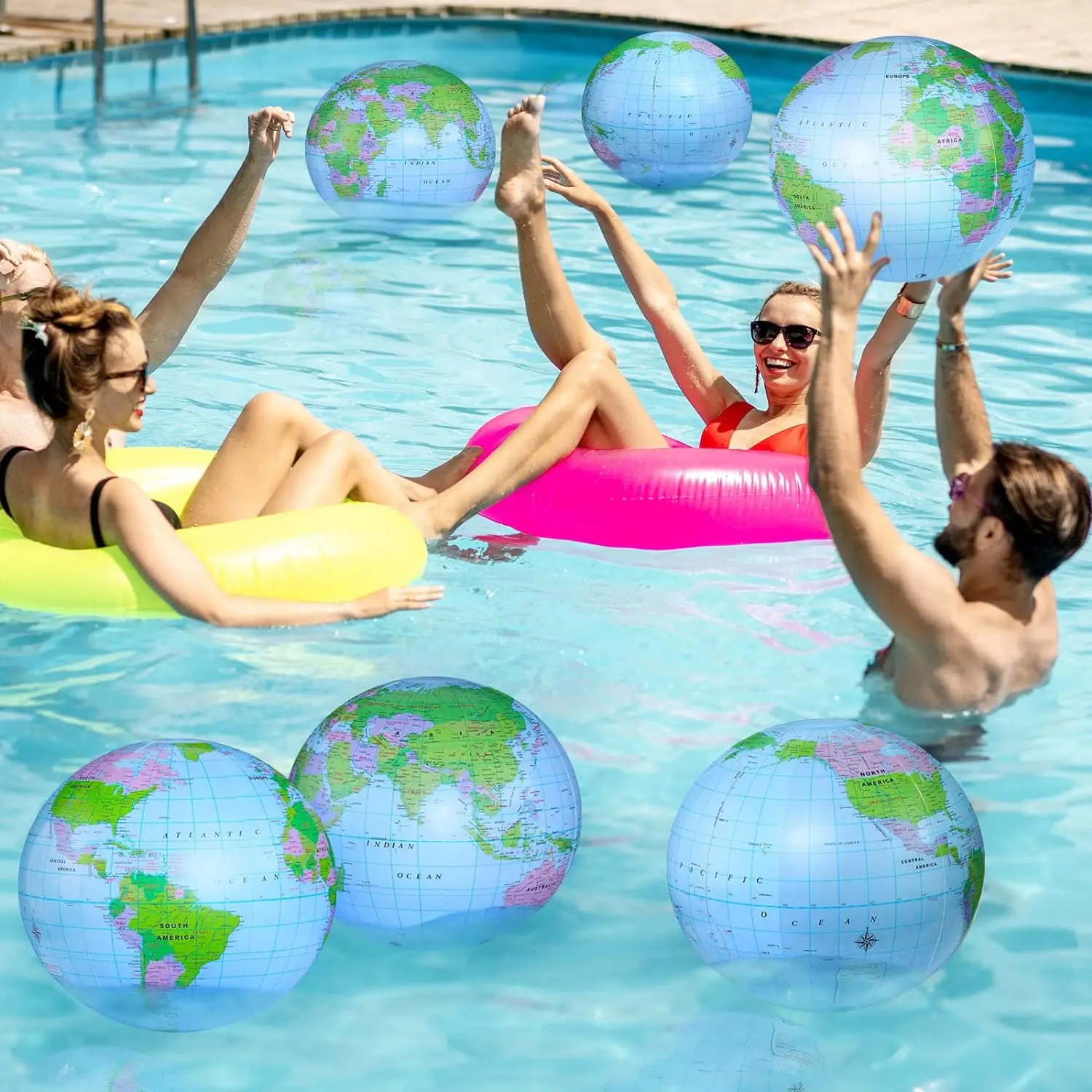 16 Inch Inflatable Globe Blow up World Globe Summer Outdoor PVC Beach Ball for Kids School Classroom Geography Party Supplies 2