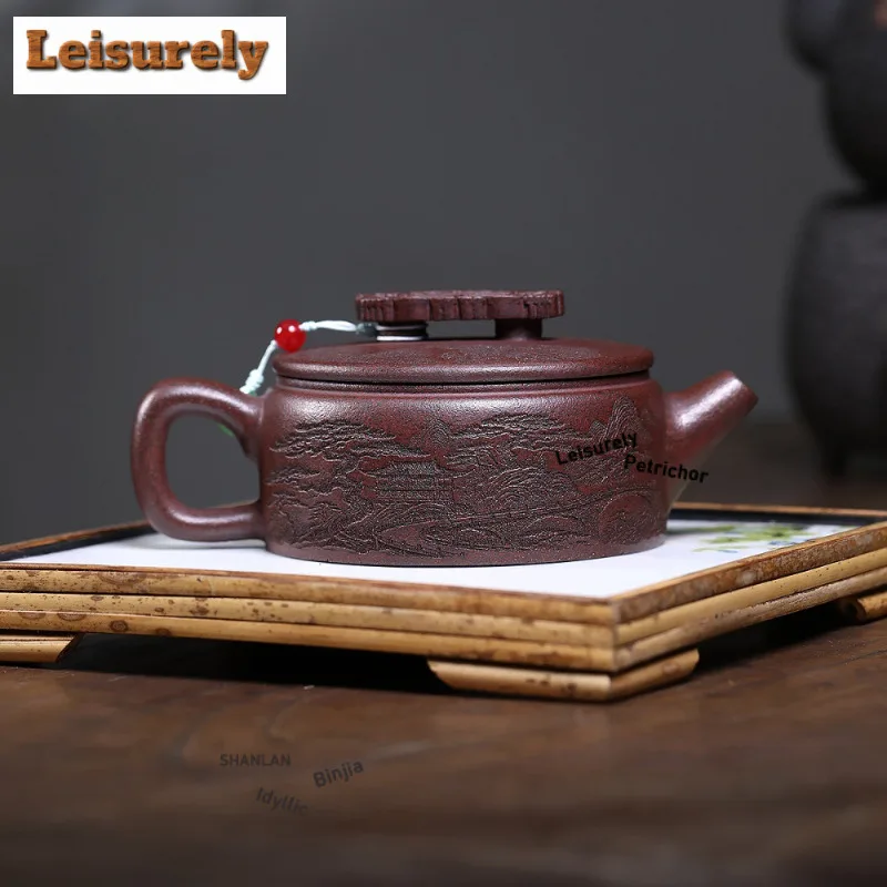 300ml High-end Yixing Purple Clay Teapots Handmade Large Caliber Pot Raw Ore Sweaty Mud Kettle With Infuser Chinese Zisha Teaset