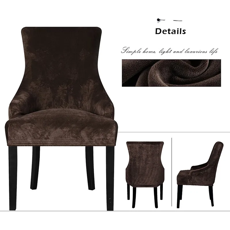 Velvet Fabric Wing Back Chair Cover European Style Sloping Arm Big Size King Back Chair Covers Seat Covers Washable Home Hotel chair cover