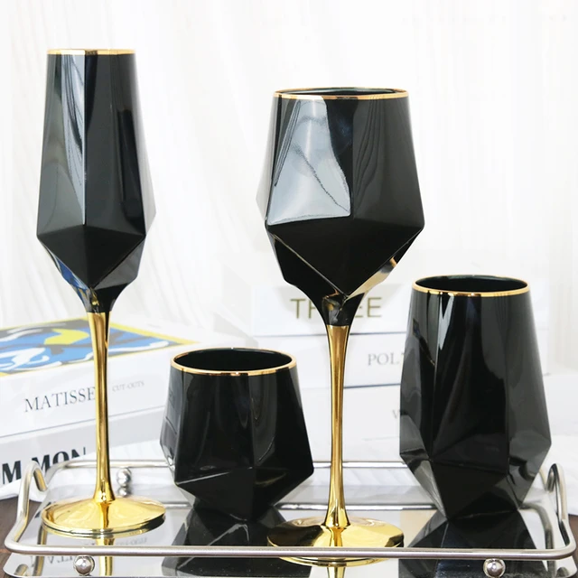 Gobelet en Verre Noir pour Bar, Luxe Européen, Hôtel, Champagne