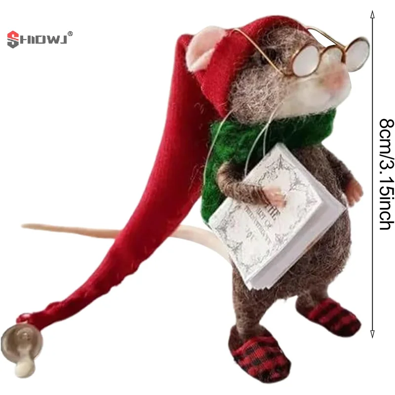 Needle Felting Kit Christmas Felt Wool DIY Mouse Decorations Acce Cute Handmade Needle Felted Mouses Doll Home Office Desktop Festive Decor needle felting kit,wool felting kit,needle felting painting kit