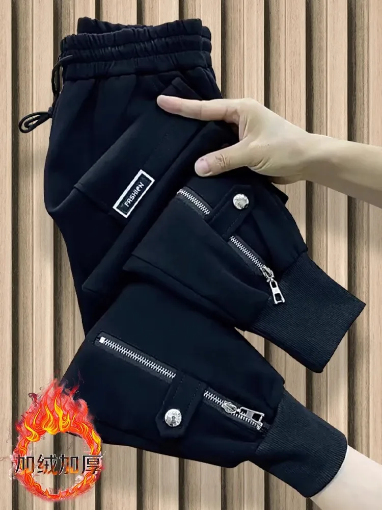 Pantaloni della tuta ispessiti Autunno Inverno Foderato in pile Pantaloni Harlan caldi Moda donna Y2k Pantaloni sportivi dimagranti allentati Donna 2