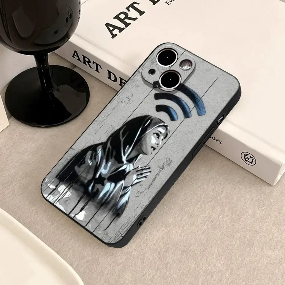 Banksy Girl With Red Balloon Street Art Black Soft Phone Case