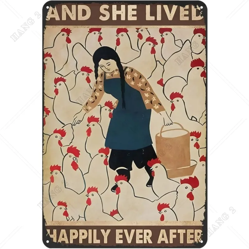 

Vintage Farmer Metal Plaque Poster And She Lived Happily Ever After Retro Metal Tin Sign Plaque Wall Decor