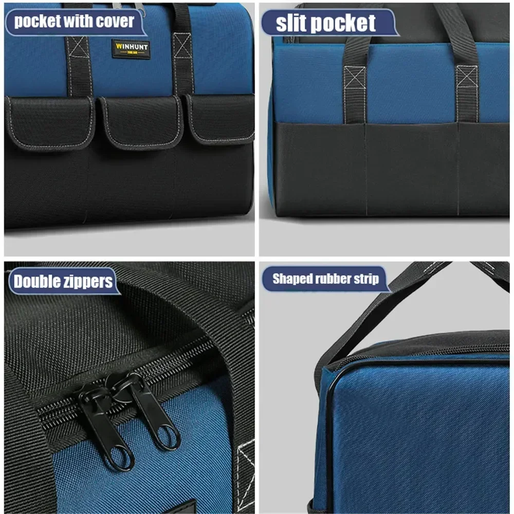1680D Oxford Cloth Square Tool Bag with Waterproof Multi Pockets Tool Organizer Pouch Electrician Tools tool bag tool bags tool kit bag electric tool bag electricians pouch storage bag tool case 30% More Capacity