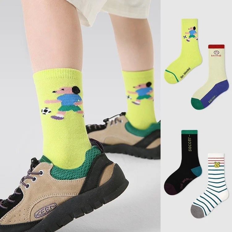 Newest Children's Socks Striped Cartoon Sport Socks 3-12T Boys Girls Cotton Socks Spring Socks Kids Baby 4 Pairs 6