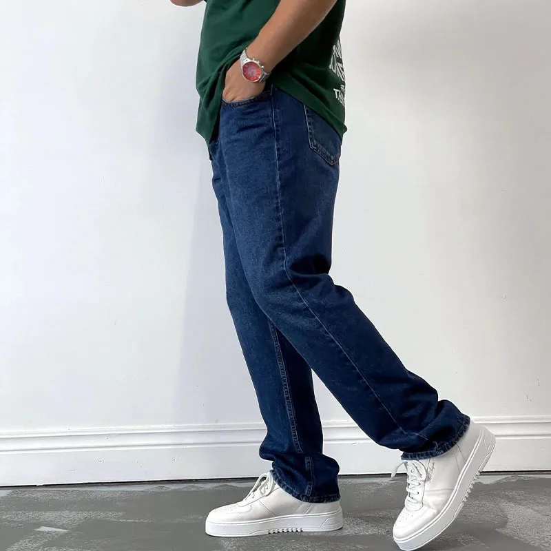 Men's Trend Street Jeans Loose Hip Hop Style Wide Leg Casual Daily Solid Color Simple Wind Slim Jeans Washable