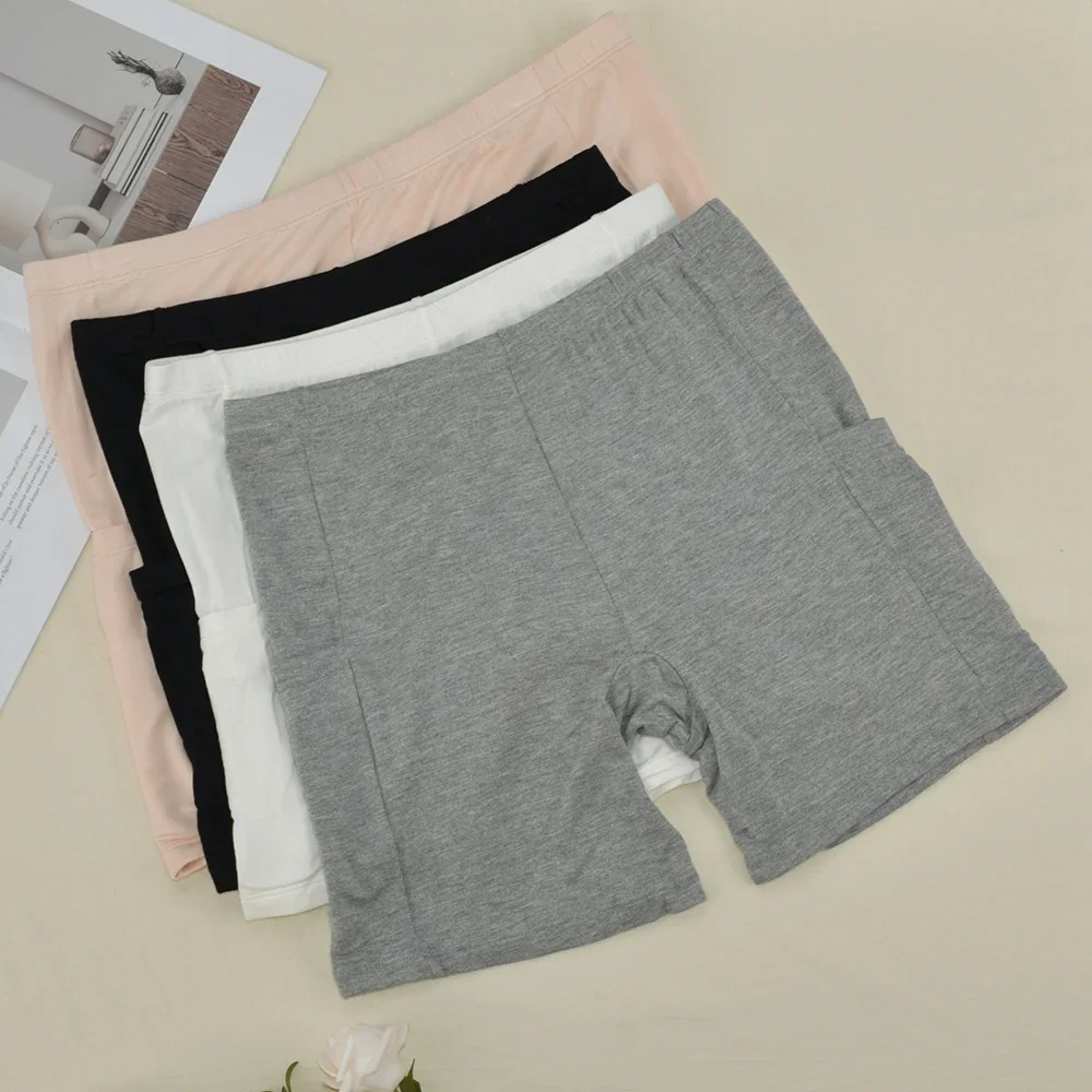1pc Women's Plus Size Modal Safety Shorts Pants Tummy Control Anti-Slip No Trace Underwear with Pocket Leggings