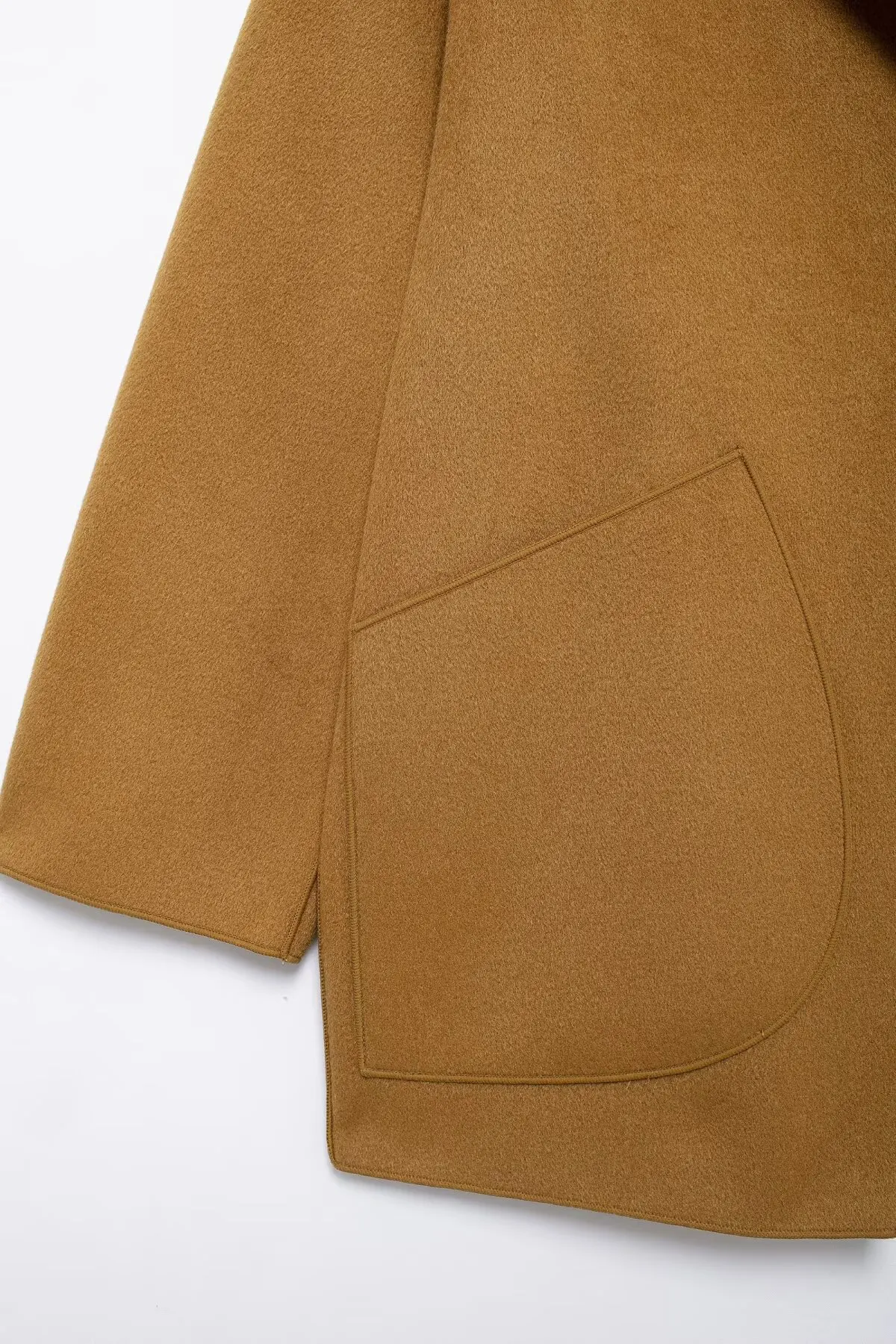 Women's Autumn Winter New Woolen Coat Female Turn-Down Collar Loose Long Sleeved Overcoat Lady Elegant Double-Sided Woolen Coat