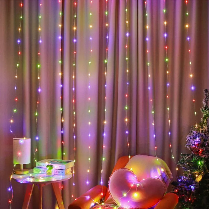 

3/4/6M LED String Lights Christmas Decoration Remote Control USB Wedding Garland Curtain Lamp Holiday for Bedroom Outdoor Fairy