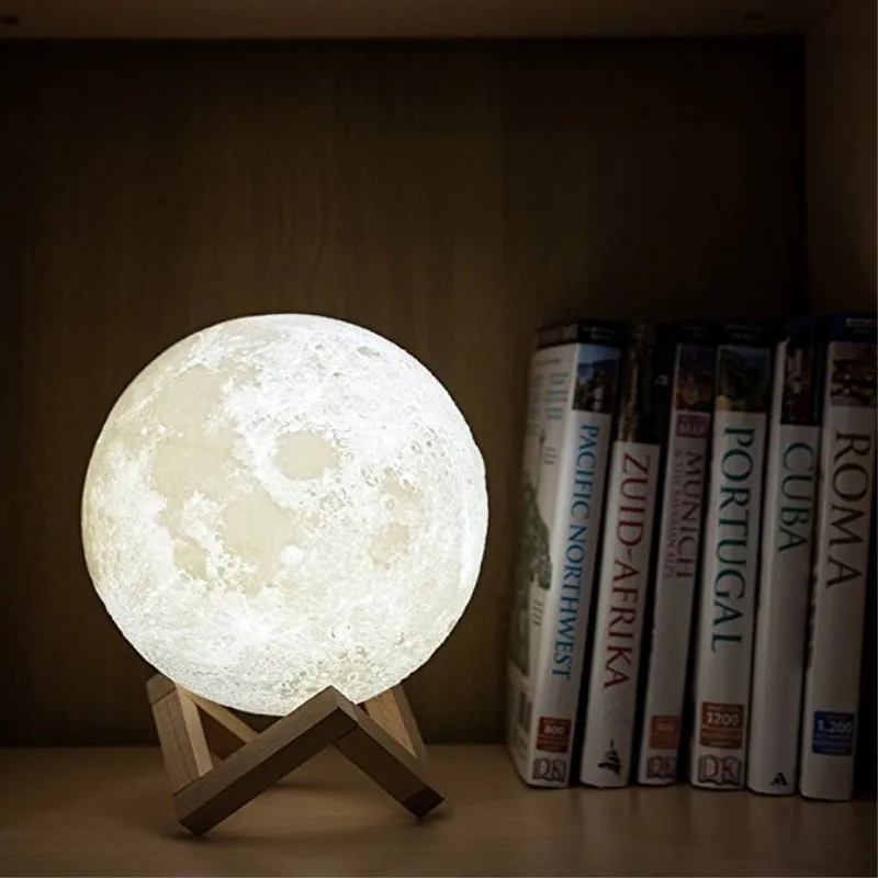 

Wholesale Waterproof Moon Lamp Rechargeable 3D Moon Light Lamp Touch Control with Wooden Stand Lunar Night Light for Kids