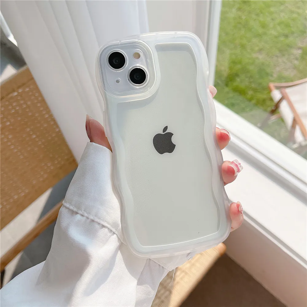 Clear Art Wavy Phone Case For iPhone 15 14 Pro Max X XR Plus