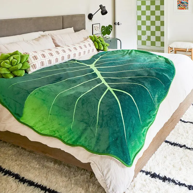 Super Soft Blanket Giant Leaf Blankets for Bed Sofa Plant Bedspread Home  Decor Throws Warm Sofa Towel Christmas Gift 담요