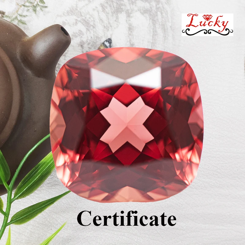 

Lab Grown Sapphire Sunset Red Color Square Cushion Shape Charms Beads for Diy Jewelry Making Material Selectable AGL Certificate