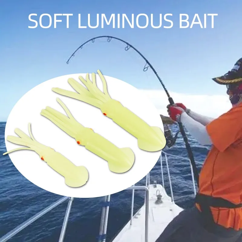 12 15 18CM Soft Squid Fishing Trolling Lure 11g 20g 33g Luminous Squid Jig Wobblers Bait For Sea Fishing Boat Rockfishing fishing lure
