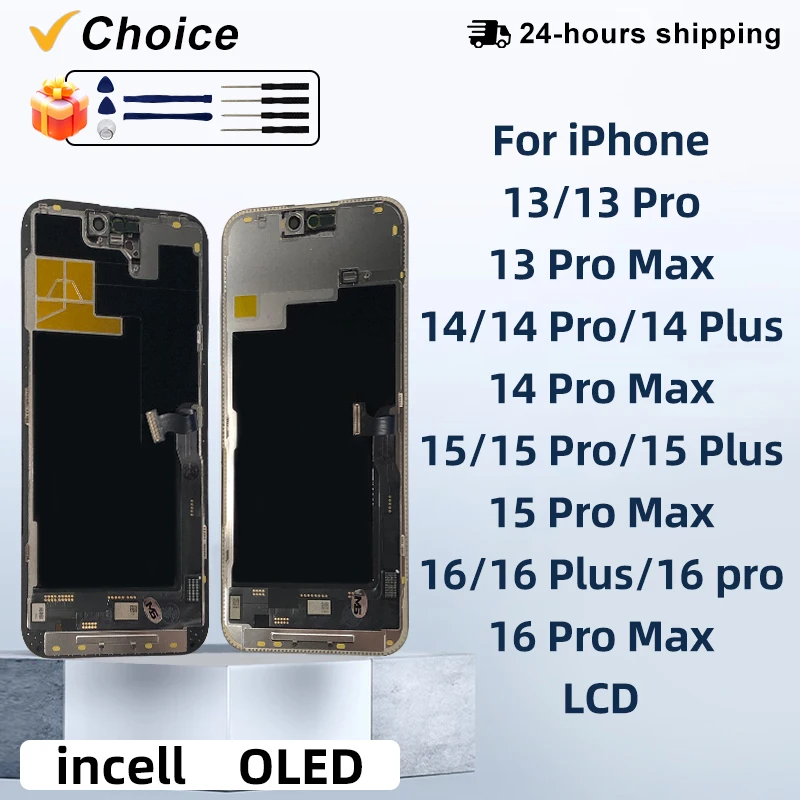 16 Pro Max OLED für iPhone 13 LCD 14 Pro Display mit Face ID True Tone 14 Plus Bildschirm für iPhone 15 Display 15ProMax Incell 13 Mini