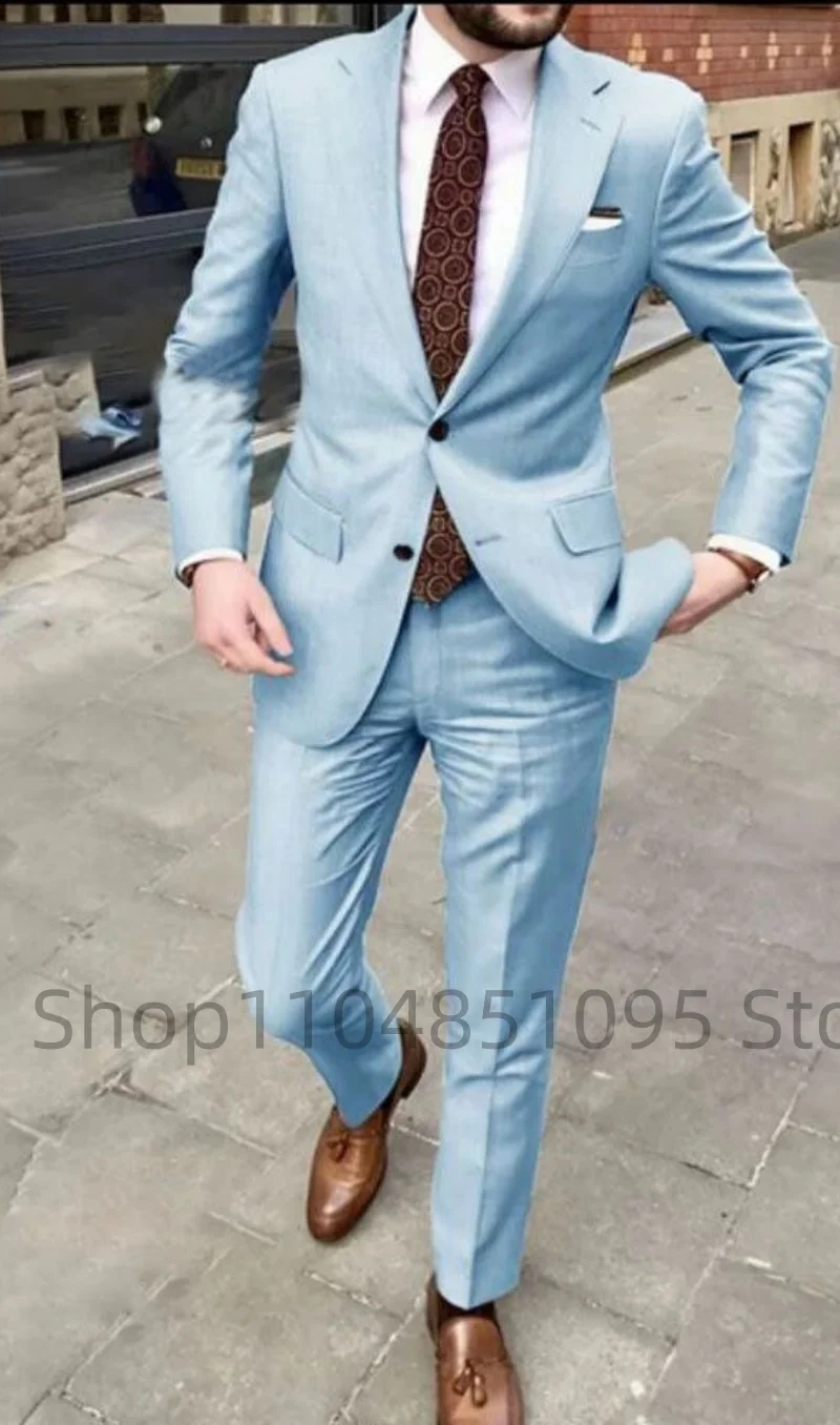 Smart Casual 2-Piece Men's Suit Notch Lapel Two Buttons Jacket Pants Groom Wedding Prom Party Dinner Tuxedos Business Suits Set