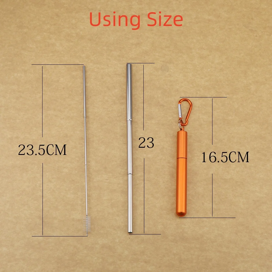 304 Stainless Steel Straw Retractable Coffee Straw Telescopic Milk Tea Stirring Reusable Straw, Foldable Beverage retractable straw