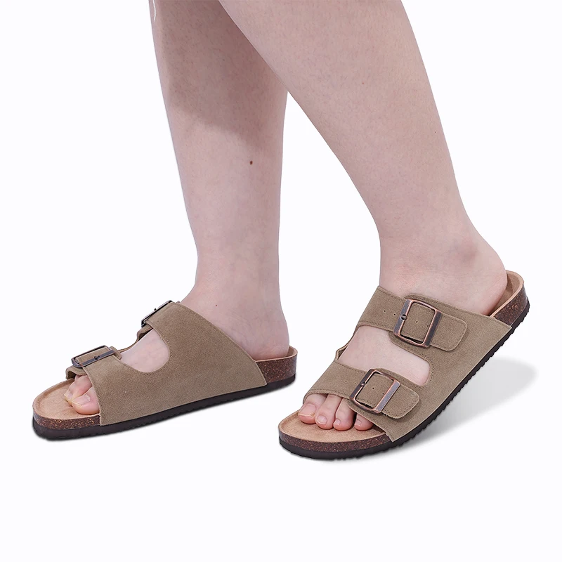 Goosecret Women's Suede Clogs New Summer Cork Insole Slippers With Arch Support Cozy Casual Beach Sandals Indoor Cozy Home Shoes