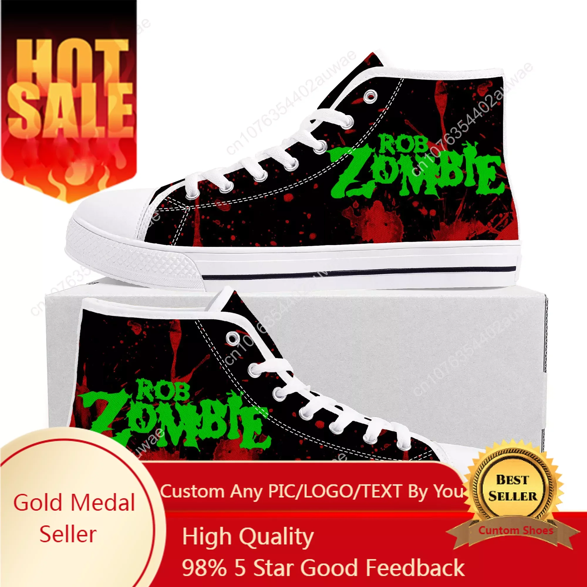 Rob Zombie Rock Singer High Top High Quality Sneakers Men Women Teenager Children Canvas Sneaker Casual Couple Shoes Custom Shoe