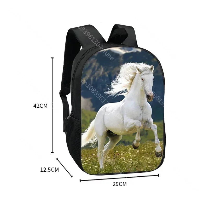 16 Inch War Horse Backpack Running Horse Children School Bags for Boys Girls Animals Pony Rucksack Bookbag Laptop Bag Daypack