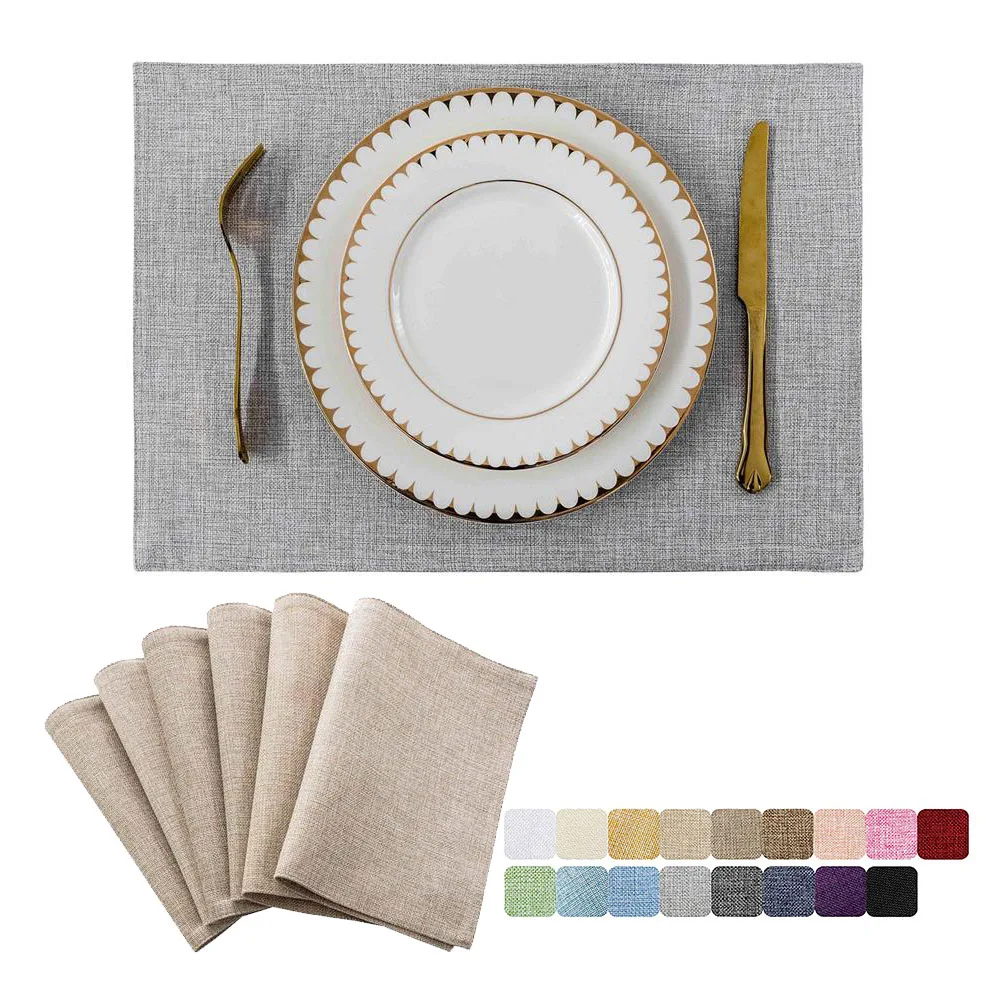 

33x48cm Cotton Linen Placemats Anti-slip Table Cloth Napkins Mat Heat Resistant Linen Dining Table Place Mat