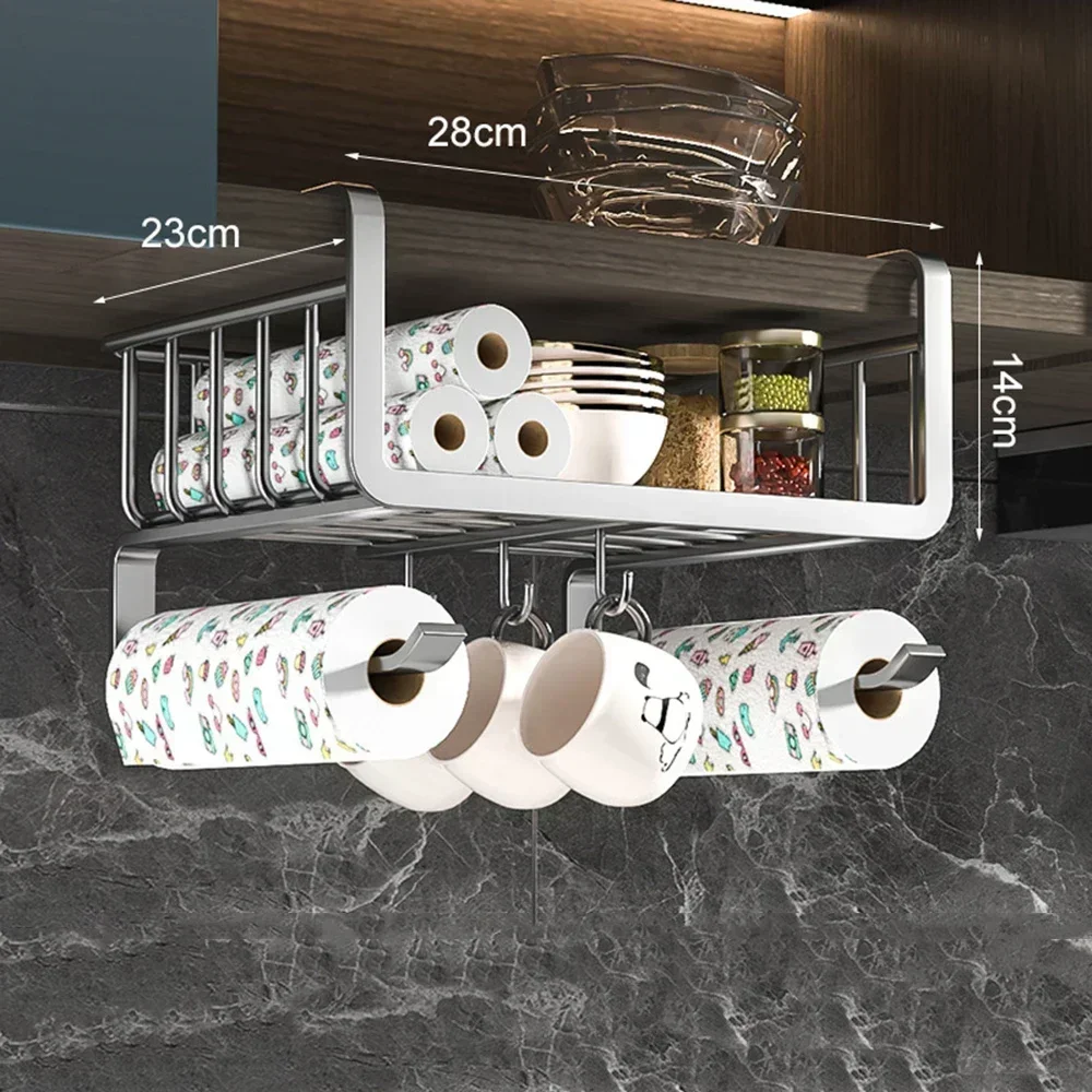 

Полка для хранения под шкафом, вешалка для бумажных полотенец, разделочная доска, подставка для крышек кастрюль с крючками, кухонный подвесной Органайзер